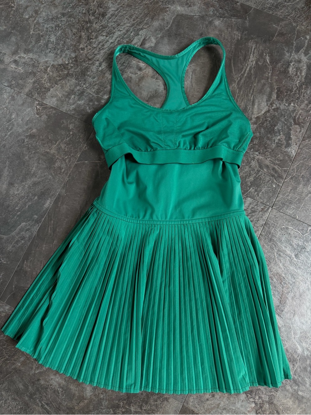 Lululemon Scoop-Neck Pleated Linerless Tennis Dress Green Size 4 - Picture 6 of 7